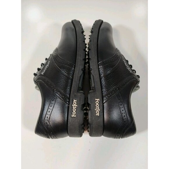 FootJoy Greenjoys Leather Oxford Golf Shoes Mens 9.5 W Wide 45534 Black - Picture 6 of 9